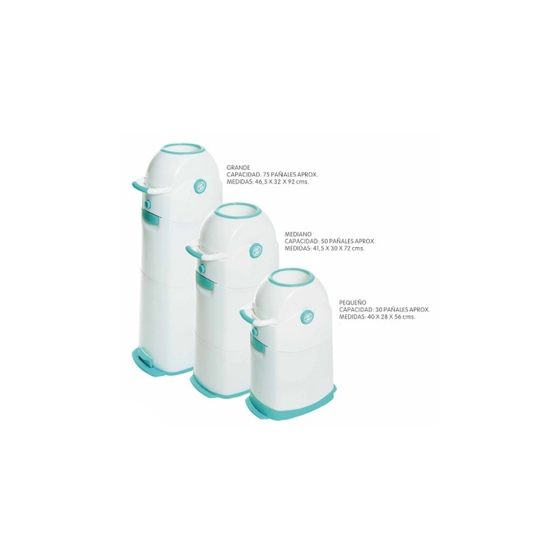KEMMLIT Cubo de pañales inodoro sin cassette con tapa y gran capacidad para  hasta 25 pañales, incluye sistema antiolores, funciona con bolsas  convencionales (blanco) : : Bebé