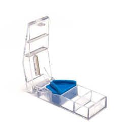 Mobiclinic, Triturador de pastillas, medicamentos, comprimidos, con  contenedor, azul, transparente.