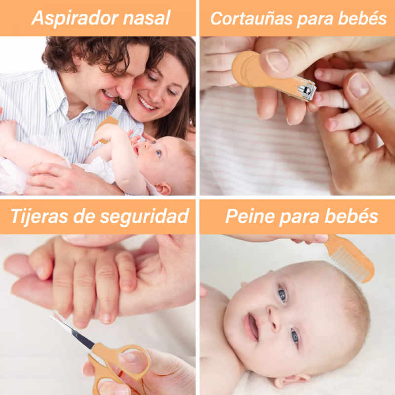 Set Cuidado De Bebé- Tijera Peine Cepillo Estuche 4 Piezas