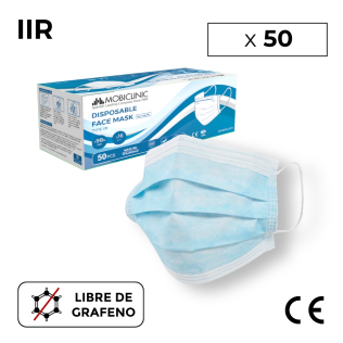 50 Mascarillas Quirúrgicas IIR, Desechables, Caja de 50 uds