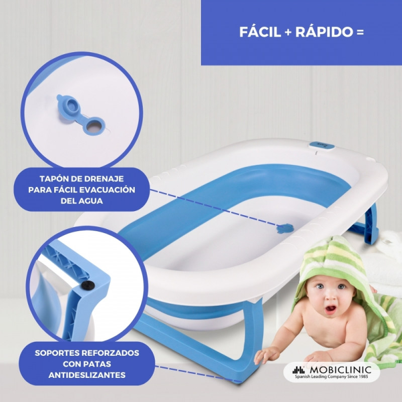 DAIROX Bañera Bebé Plegable con Patas Antideslizantes - Incluye Asiento de  Baño Reductor para Recién Nacidos, Juguetes