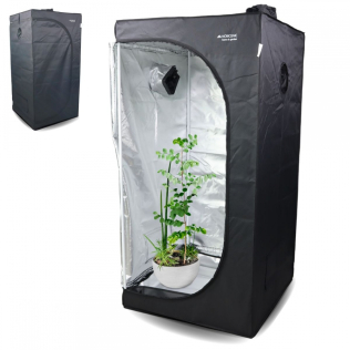 Armario de cultivo | Impermeable | Negro| Nylon | Carga max.28 kg | Fondo desmontable | Barras de sujeción |Growbox | Mobiclinic