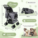 Carrito para perros|Plegable|Ruedas con freno y 360º|3 accesos |Con toldo|Cesta almacenaje y portavasos|Gris|Zuma|Mobiclinic - Foto 8