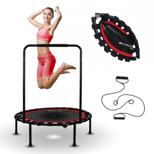 Trampolín redondo fitness |Plegable |Máx 150kg |Reposabrazos regulable |Desmontable | 101x101x118cm |Kangumobi |Mobiclinic