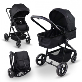 Silla de paseo 2en1 |Plegado ultra compacto |Monomando |Arnés 5 puntos |Barra extraíble |Peso máx. 22kg |Negro |Nuit |Mobiclinic