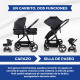 Silla de paseo 2en1 |Plegado ultra compacto |Monomando |Arnés 5 puntos |Barra extraíble |Peso máx. 22kg |Negro |Nuit |Mobiclinic - Foto 2