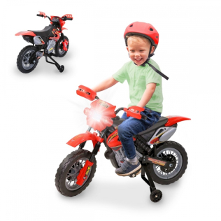 Moto Eléctrica Infantil | Con Sonido | Botón de Avance | Luz | Ruedines de Entrenamiento | Batería | MobiCross | Mobiclinic