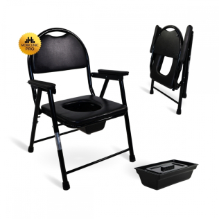 Silla WC | Plegable | Acero cromado | Reposabrazos | Negro | Guadalquivir | Mobiclinic