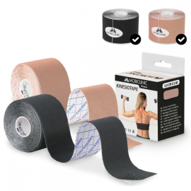 Pack de 2 Kinesiotape | Negro y Beige | Impermeable | Venda neuromuscular | 5mx5cm | Mobitape | Mobiclinic