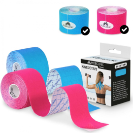 Pack de 2 Kinesiotape | Rosa y Azul | Impermeable | Venda neuromuscular | 5mx5cm | Mobitape | Mobiclinic