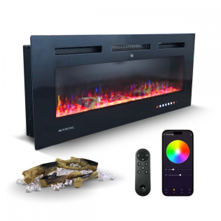 Chimenea eléctrica | Potencia 1800W | Llama 3D | Protección sobrecalentamiento | Temporizador | Control Wifi | Fury | Mobiclinic