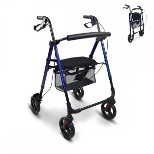 Premium Rollator | Faltbar | Leicht | Bremsen an den Handgriffen | Blau | Augusto | Mobiclinic