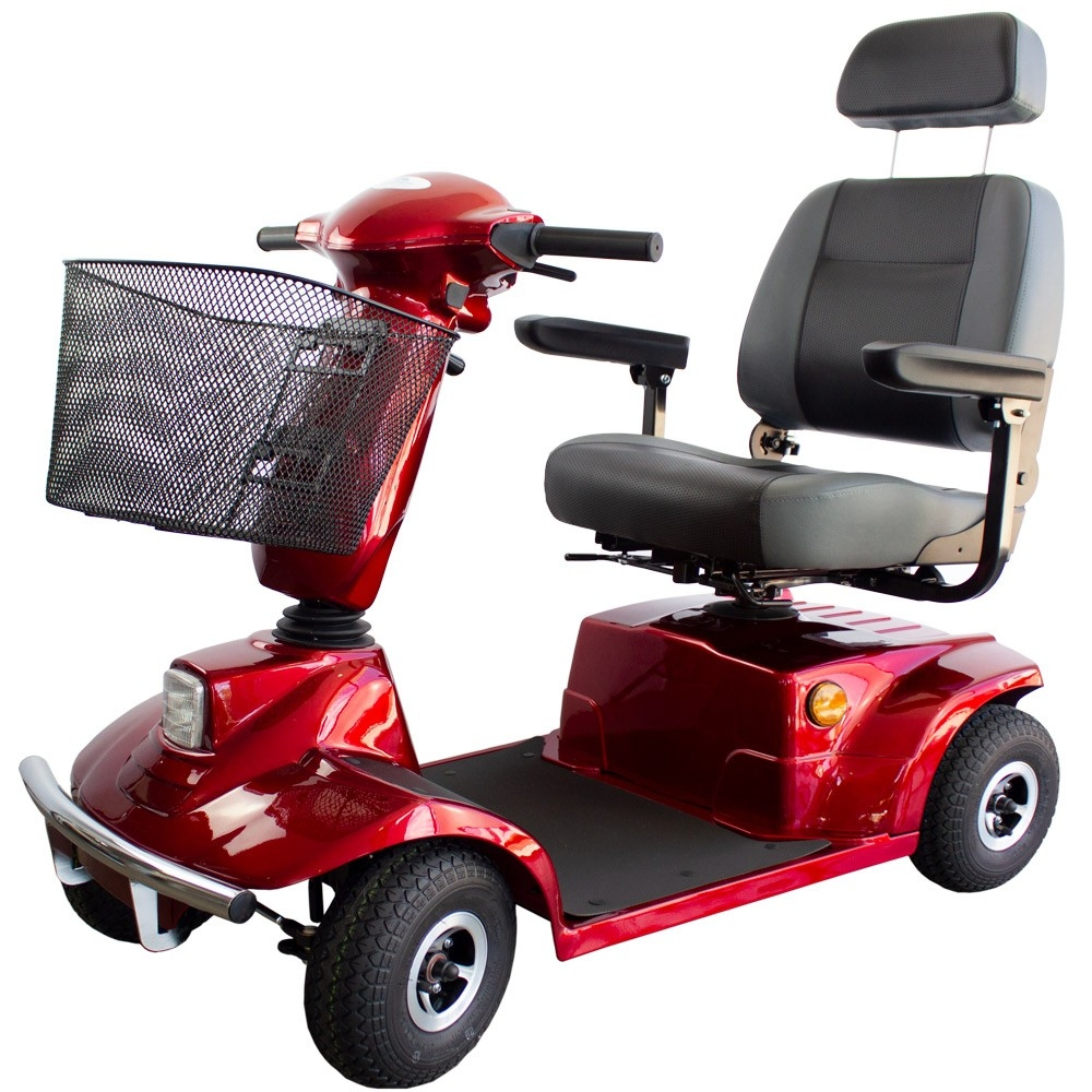 Scooter für Behinderte | 4 Räder | Premium | Abmontierbar | Kapazität 45 km  | 12V | Bordeaux | Modell: Libra | Mobiclinic