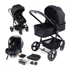 3-in-1-Kinderwagen | Faltbar | I-Size |UV50+-Filter| Moskitonetz, Fußsack, Regenblase | Max. 22kg| Grau |Darky |Mobiclinic