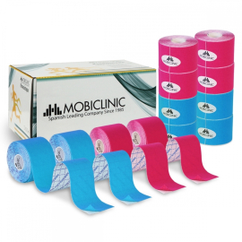 2er Pack Kinesio-Tape | Rosa und Blau | Neuromuskuläre Bandage | 5mx5cm | Modell: Mobitape | Mobiclinic