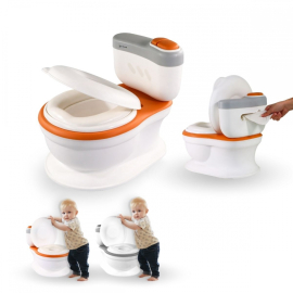 Kindertoilette | Mit Sound | Abnehmbarer Eimer | Von 1 bis 6 Jahren | Rutschfest | Orange | ToiKid | Mobiclinic