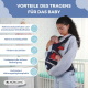 6-in-1-Babytrage | Atmungsaktiv | 0–36 Monate | Verstellbare Träger | Baumwolle | Tasche | Blau | Moley | Mobiclinic - Foto 7