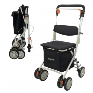 Einkaufswagen Rollator | 4 Räder | Zusammenklappbar | Mit Tasche | Mit Bremssystem | Schwarz | Coliseo | Mobiclinic