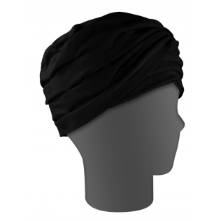 Schwarzer Turban | Universalgröße | Lilienmuster