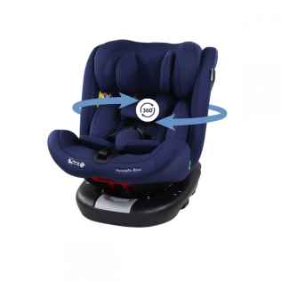 Kindersitz | 360° drehbar | Liegend | 40–150 cm | 0–12 Jahre | Top Tether | Verstellbar | Blau | Pandafix | Mobiclinic