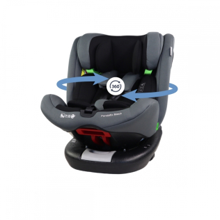 Kinderautositz | 360° drehbar | Liegend | 40–150 cm | 0–12 Jahre | Top Tether | Verstellbar | Schwarz | Pandafix | Mobiclinic