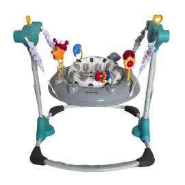 Baby Jumper | 8 Spielzeuge | 7 Lieder | 3 Höhen | 360º drehbarer Sitz | Waschbar | Tiger | Mehrfarbig | Mobiclinic