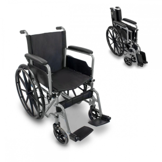 Fauteuil roulant pliant | Grandes roues | 46 cm | Gris | Marsella | Mobiclinic