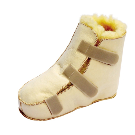 Chausson anti-escarre | Premium | Pied gauche | Laine naturelle | Lambskin