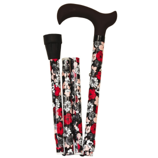 Canne Derby pliante | En aluminium | Fleurs rouges