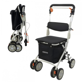 Déambulateur chariot de course | 4 roues | Pliable | Avec sac | Système de freinage | Noir | Coliseo | Mobiclinic