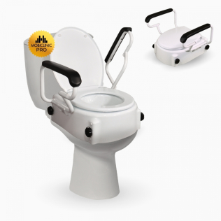 Siège de toilette surélevé | avec couvercle | 17 cm | Réglable | Inclinable | Accoudoirs rabattables | Blanc | Tajo | Mobiclinic