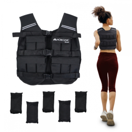 Gilet lesté | 10 kg | Poids réglable | Respirant | Rembourré | Adaptable | Iron10 | Noir | Mobiclinic