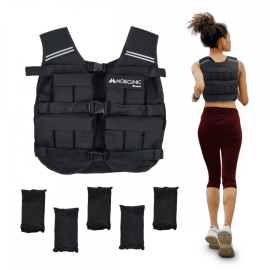 Gilet lesté | 20 kg | Poids réglable | Respirant | Rembourré | Adaptable | Iron20 | Noir | Mobiclinic