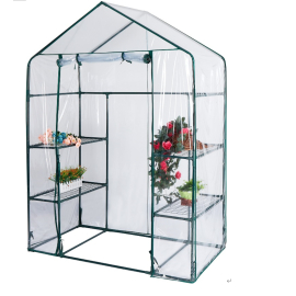 Serre avec étagères | Porte enroulable | Fixation sécurisée | Étanche | PVC | 143x73x195 cm | Home Grow | Mobiclinic