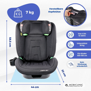 10 cm I-Size Seitenschutz IsoFix | Kinderautositz | 100-150 Positionen | | | |