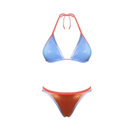 Bikini-Set | BH und Höschen | Himmelblau und Mandarine| Größe XS | Nostalgia | Quelton