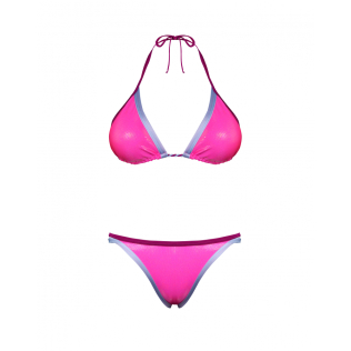 Bikini-Set | BH und Höschen | Handgefertigt | Heißes Rosa und Hellblau| Größe XS| Iconic| Quelton