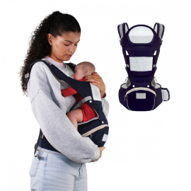 6-in-1-Babytrage | Atmungsaktiv | 0–36 Monate | Verstellbare Träger | Baumwolle | Tasche | Blau | Moley | Mobiclinic