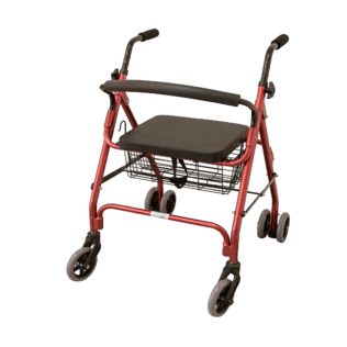 Rollator | Faltbar | Aluminium | Sitz und Rückenlehne | Druckbremsen | Korb