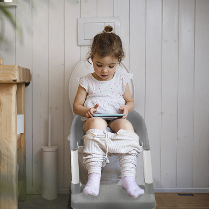 Siège d'apprentissage de la propreté, siège de toilette pour bébé avec  poignées sûres et coussin amovible pour garçons et filles, gris 
