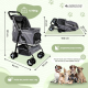 Poussette pour chien|Pliable|Roues avec frein 360º|3 accès|Avec auvent|Panier de rangement et portegobelet|Gris|Zuma|Mobiclinic - Foto 1