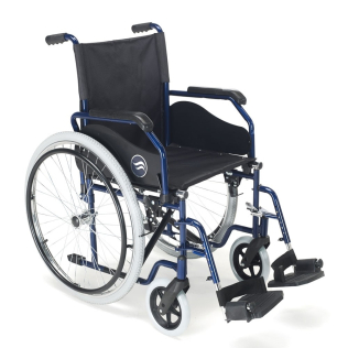 Fauteuil roulant avec grandes roues | Roue de 24" | Repose-pieds repliables et amovibles | Couleur bleu | Breezy 90