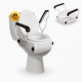 Siège de toilette surélevé | avec couvercle | 17 cm | Réglable | Inclinable | Accoudoirs rabattables | Blanc | Tajo | Mobiclinic