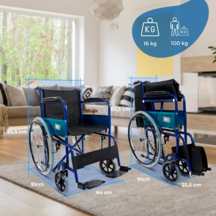 Mobiclinic sedia a rotelle ortopedica per disabili e anziani con  poggiapiedi estraibile e braccioli ribaltabili