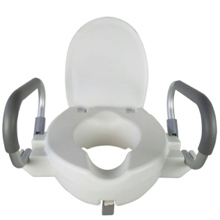 Mobiclinic Rialzo per WC adulti con braccioli Alcala 10 CM sedile per WC  per anziani bianco