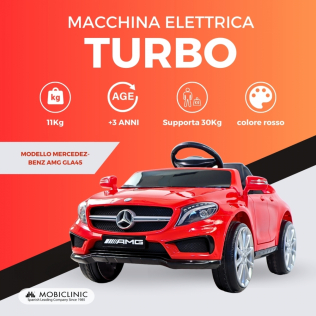 Auto elettrica per bambini, Mercedes Benz AMG, Telecomando, Motore 30W, Velocità 3 km/h, Puerto USB, Turbo