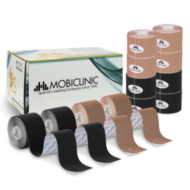 Confezione da 2 Kinesiotape | Nero e beige | Bendaggio neuromuscolare | 5mx5cm | Mobitape | Mobiclinic