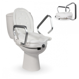 Rialzo per wc| Con coperchio | Braccioli pieghevoli| Bianco| Guadiana| Mobiclinic