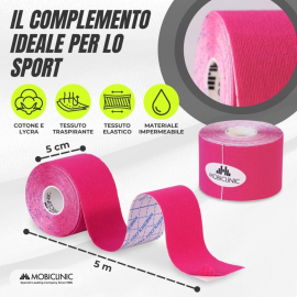 Confezione Kinesiotape | Bendaggio neuromuscolare | 12pz | 5cm X 5 mt | Mobitape | Mobiclinic