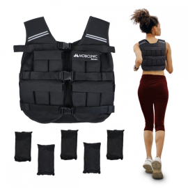 Gilet con zavorra | 10 kg | Peso regolabile | Traspirante | Imbottito | Adattabile | Iron10 | Nero | Mobiclinic